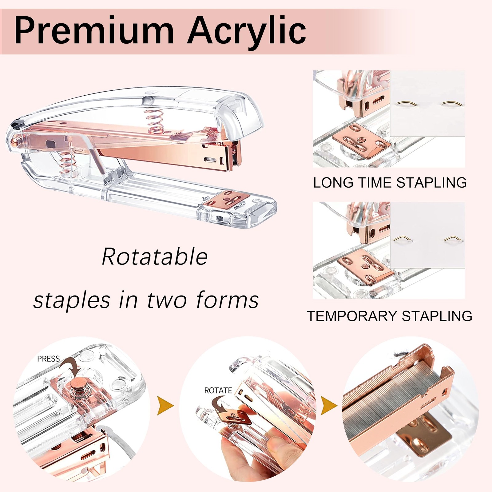 Rose Gold Desk Accessories, Office Supplies Desk Organizers 360°Pen Holder Ac…