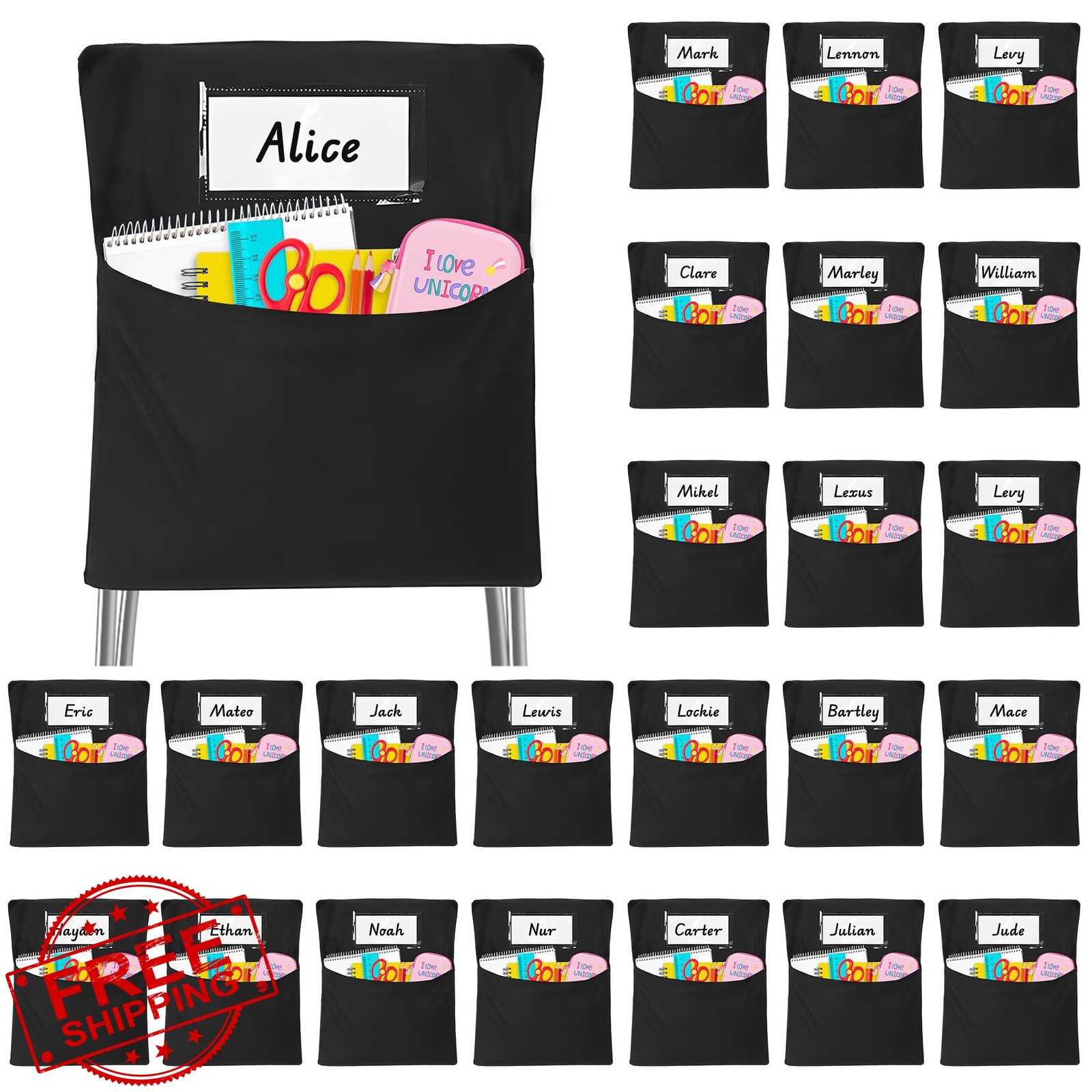 CRUKASE 24 PCS Chair Pockets 18″x20″