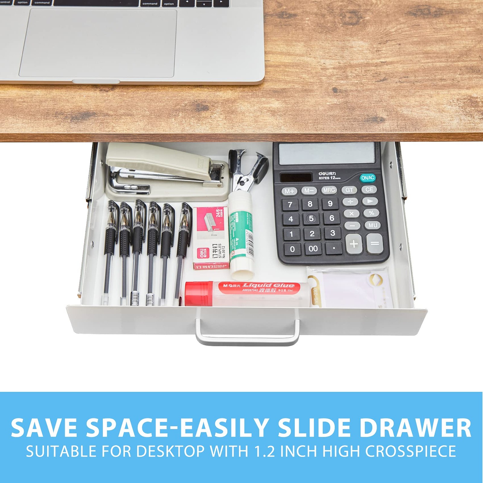 Under Desk Pull-Out Drawer – Storage Organizer Office Mounted, Easy Slide-Out…