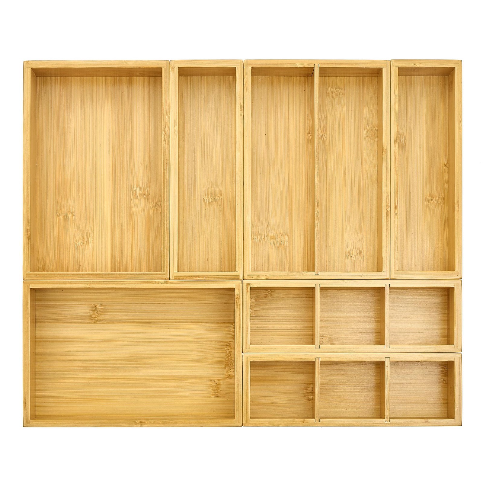 Vtopmart Bamboo Drawer Organizer Boxes – Set of 7 Multi-purpose Wooden