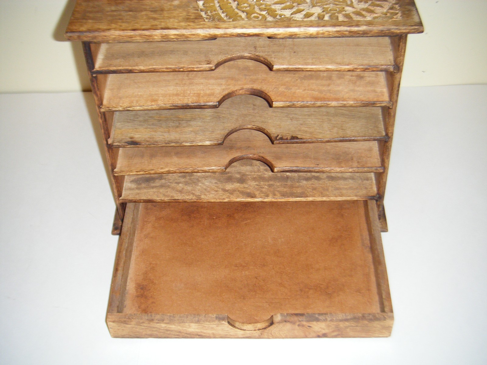 Kenton Grey Wood Paper Tray Shelf Desk Organizer Made In India