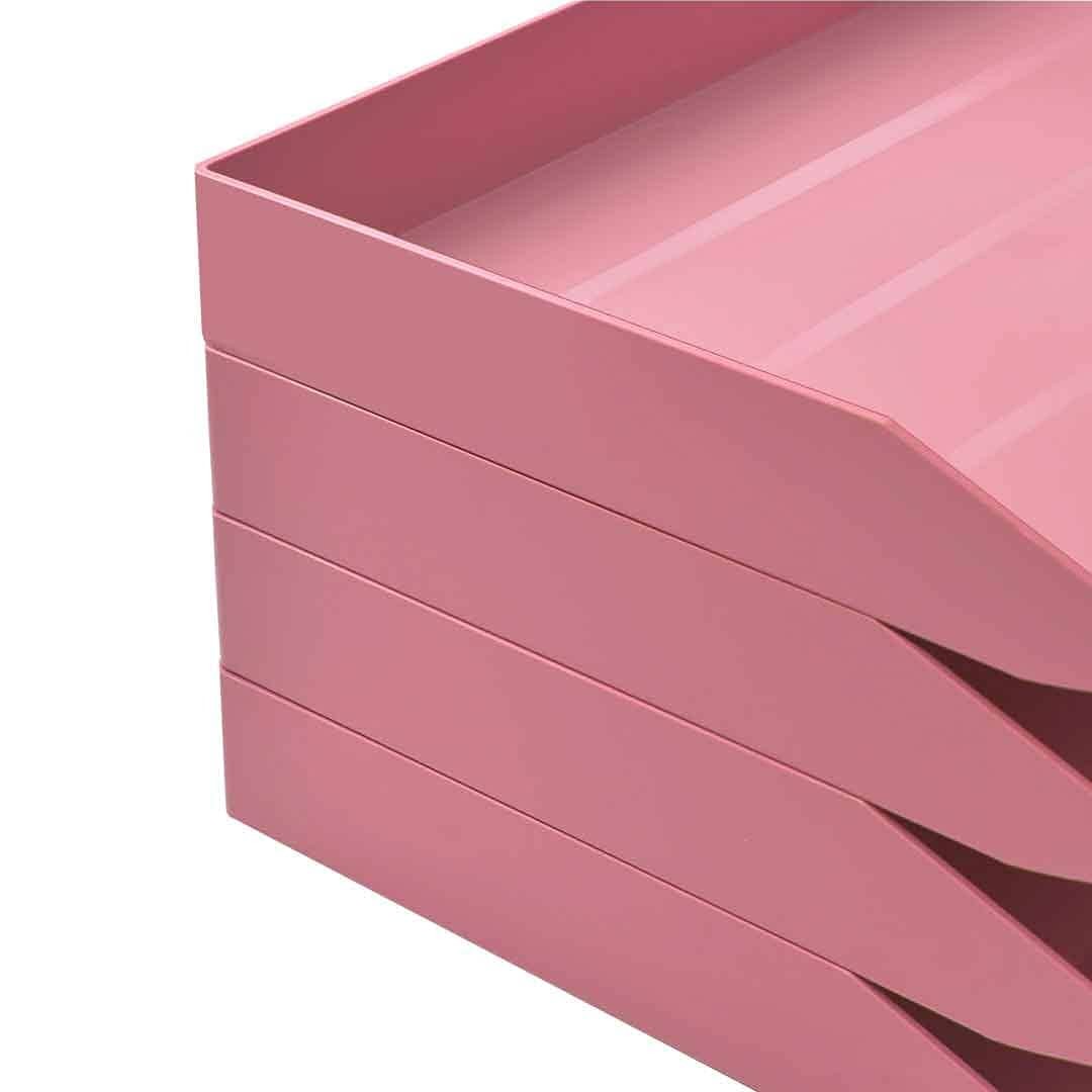 Acrimet 4 Tier Paper Organizer Letter Tray – 4 tier letter size, Solid Pink
