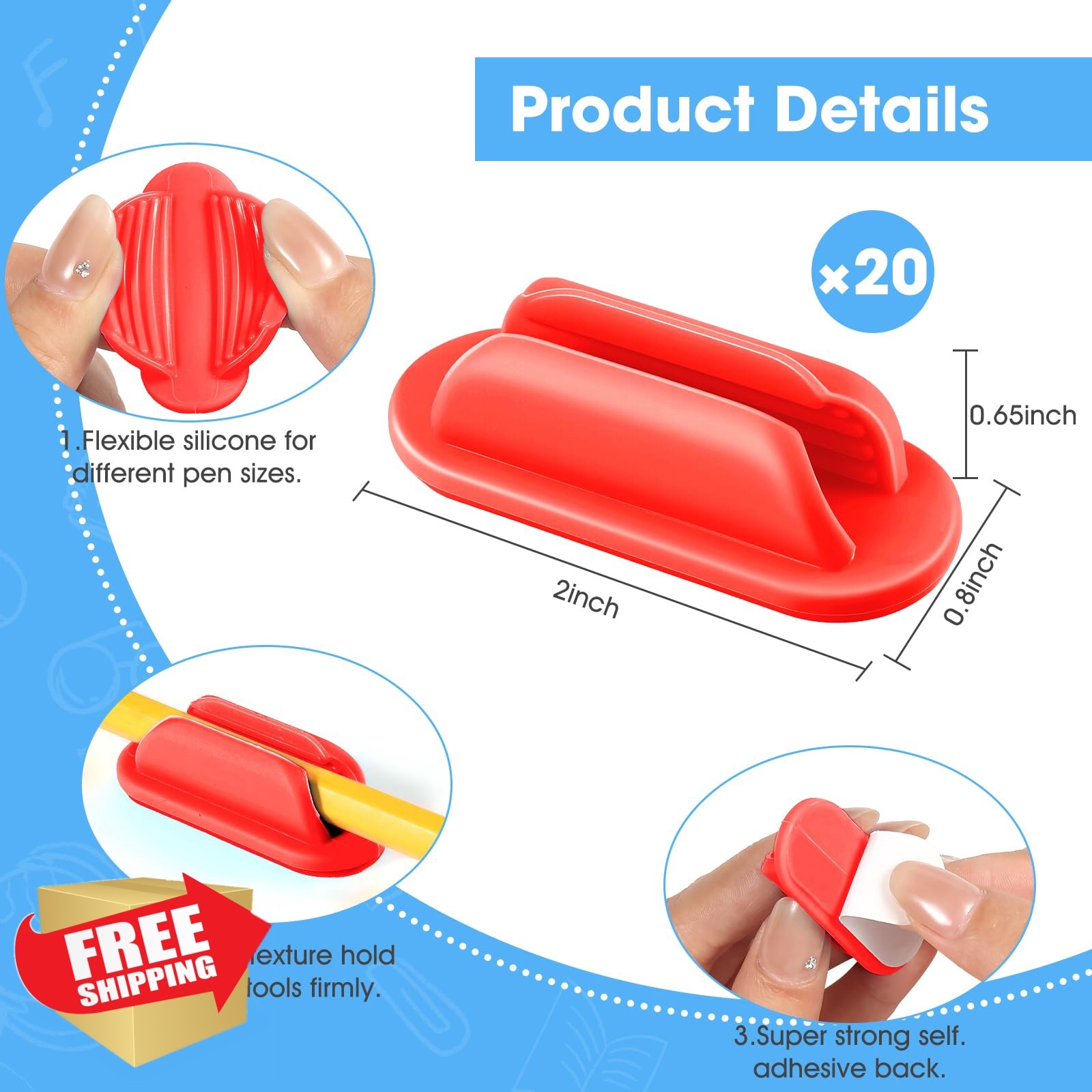 VZZNN 20 red adhesive pencil holders