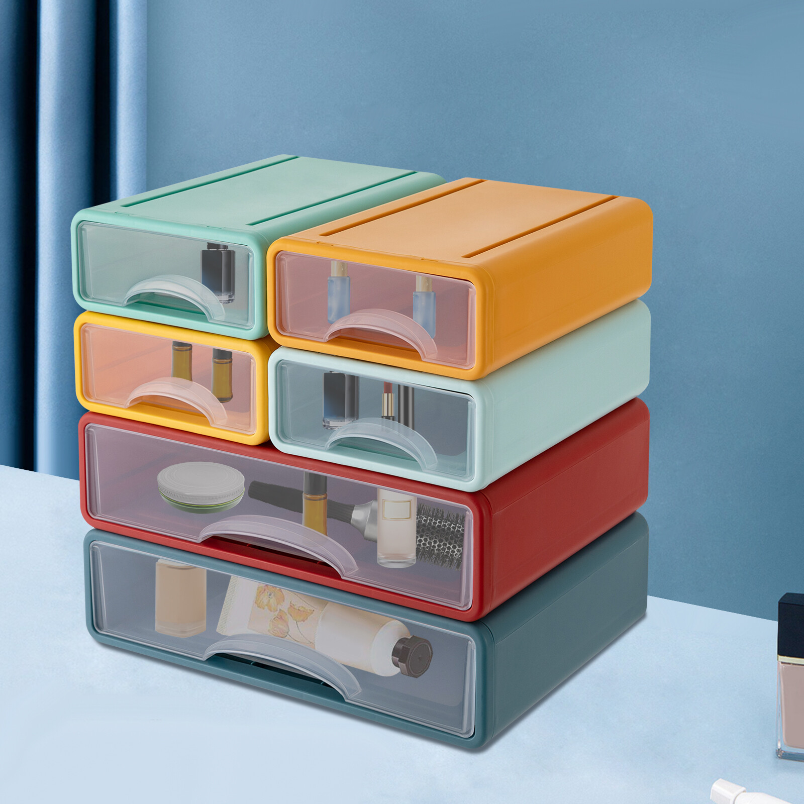 Desktop Drawer Organizer with 6 Stackable Drawers for Home & Office