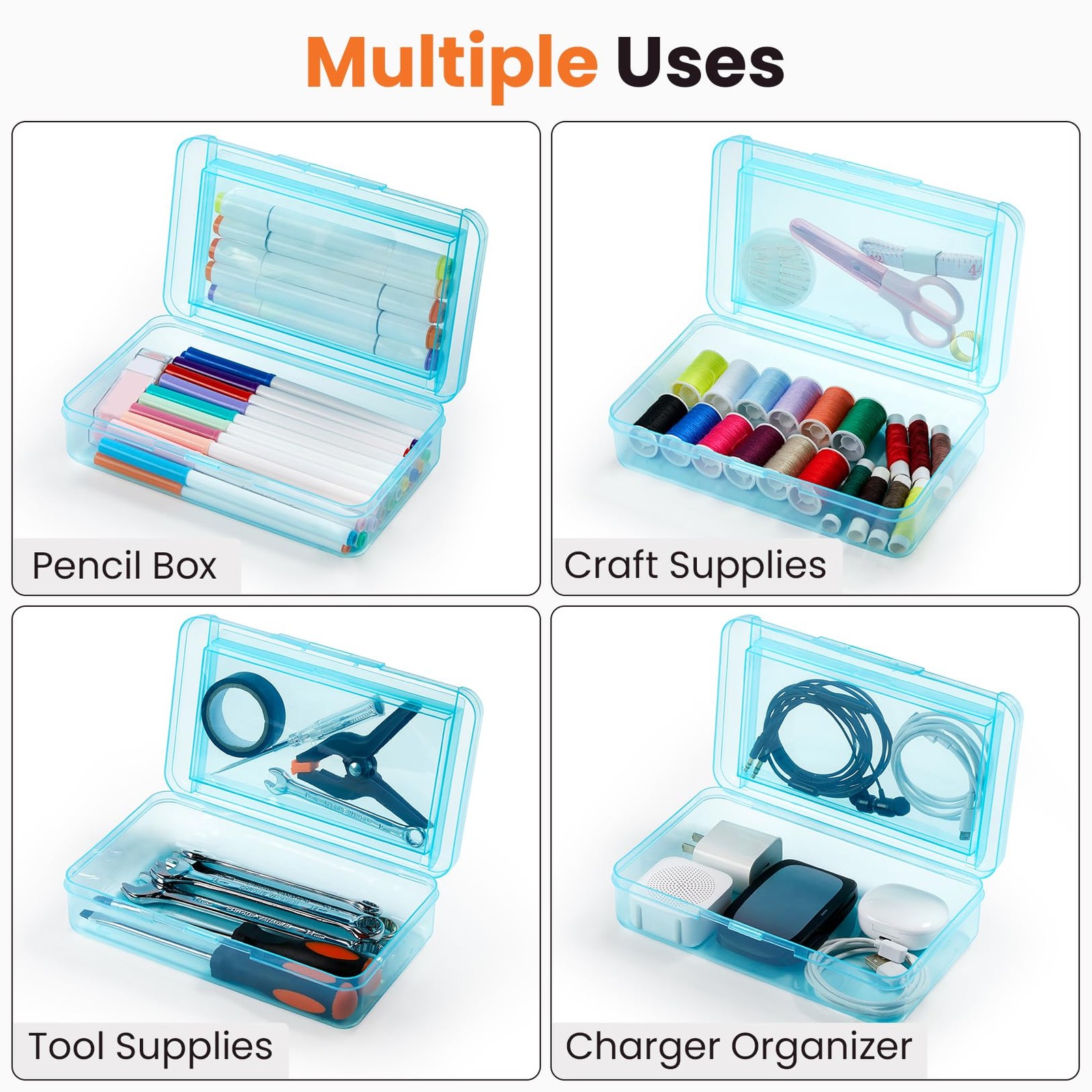 Double Layer Pencil Box, Large Hard Pencil Case Organizer, Clear Plastic Cray…