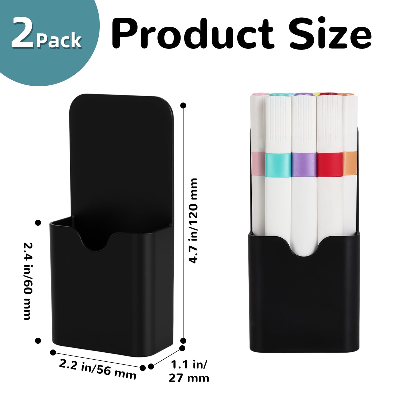 EMUTOL Plastic Magnetic Pen Holder, 2Pcs Magnetic Dry Erase Marker Holder for…