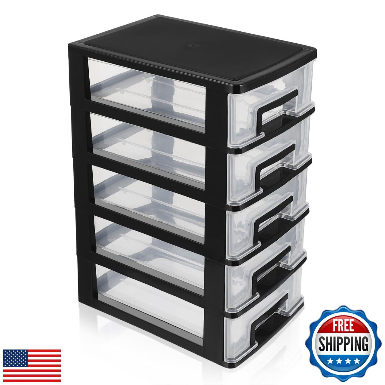 Angoily Desk Organizer with Drawer 5 Layers Desktop Storage Organizer Transpa