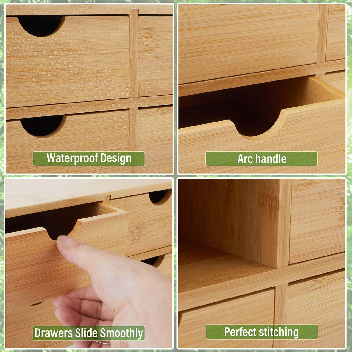 Bamboo Desk Organizer with Drawers Countertop Drawers Counter Storage Box Corner
