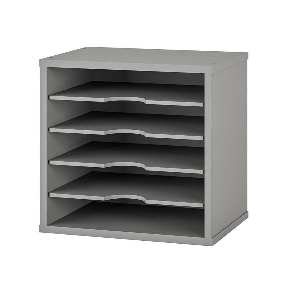 Gray 13.6 In. X 12 In. Wood Modern Desk File Organizer