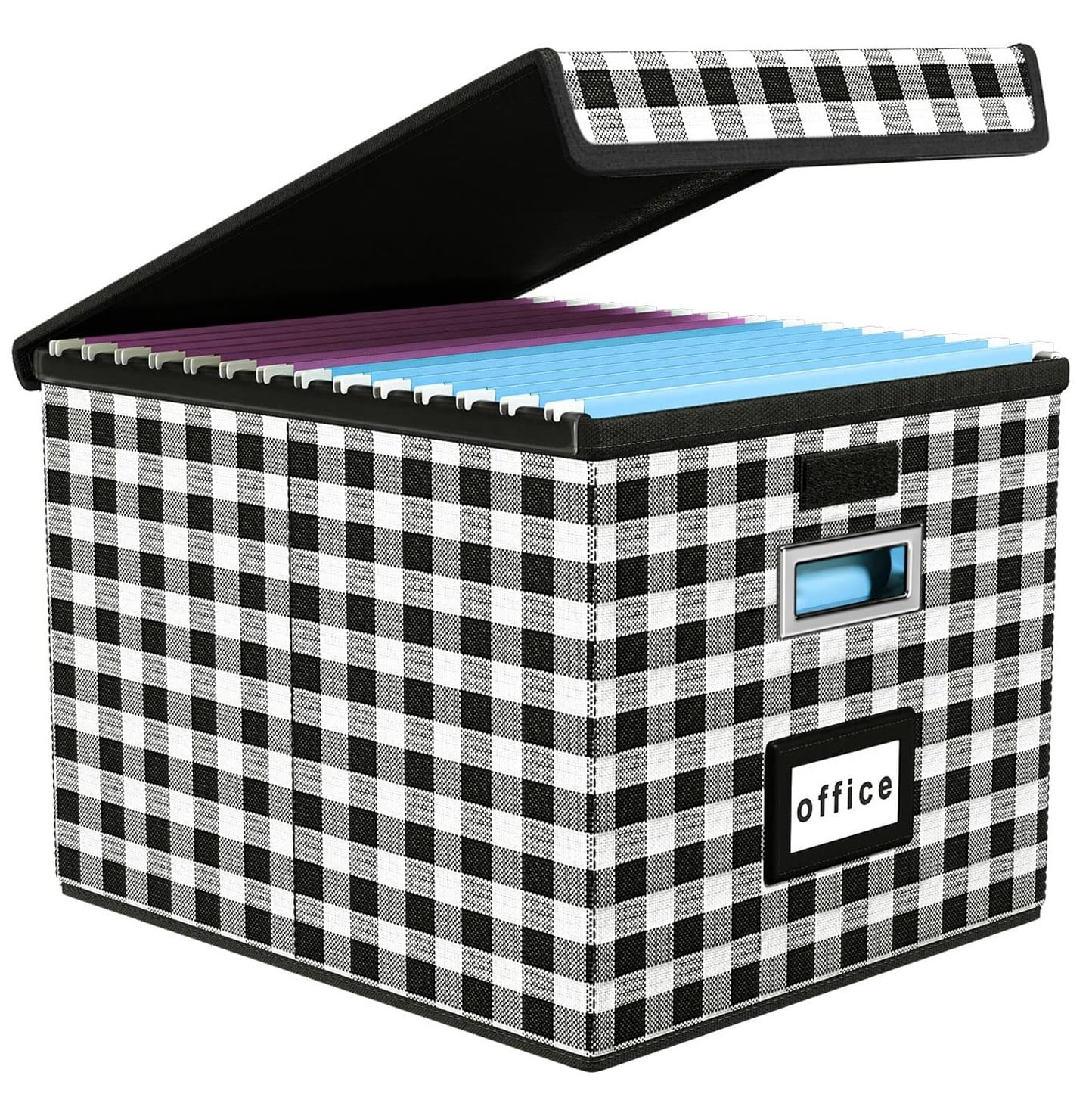 Huolewa File Organizer Box 1 pack – without folders, Black & White Lattice