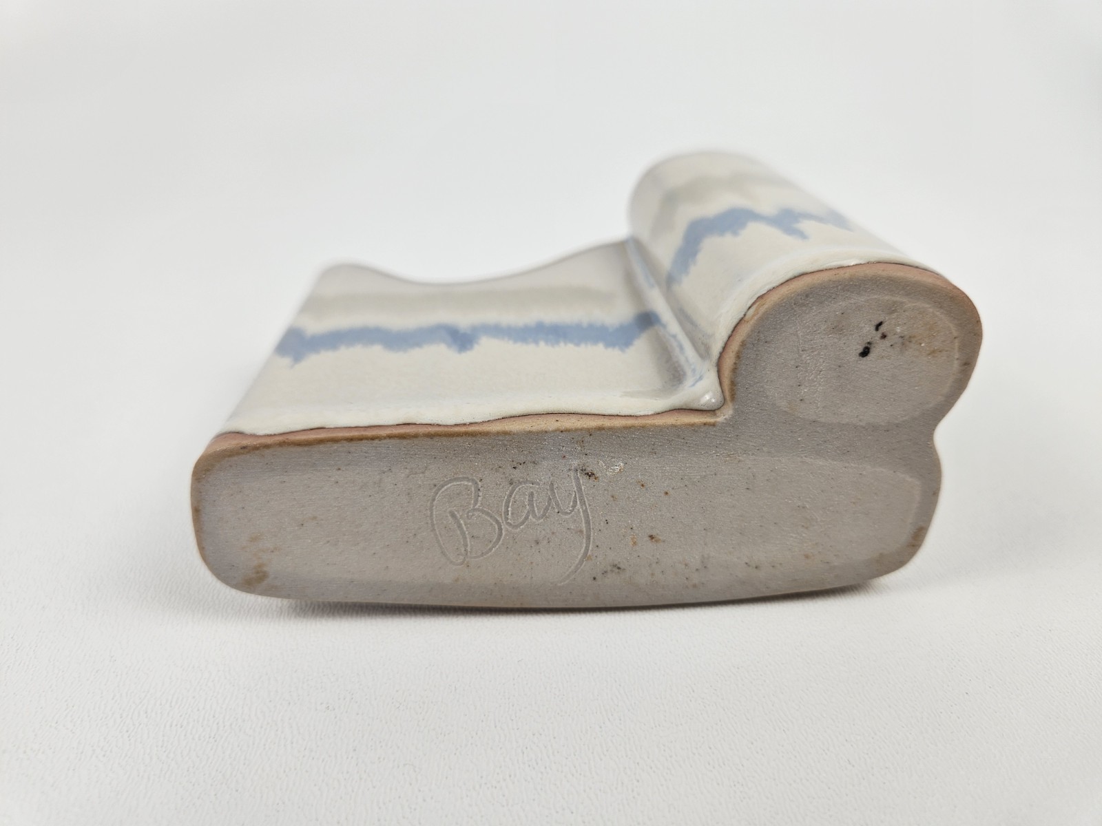 Bay Pottery Blue Grey Green Drip Glaze Desk Organizer Notepad And Pencil Holder