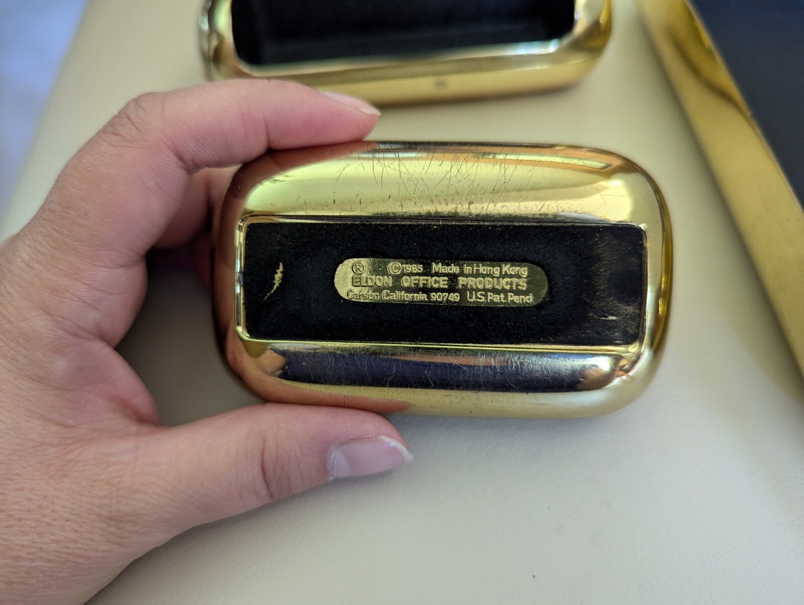 Eldon Emphasis Vintage Office Brass Note Pad Tray Business Card Paperclip Holder