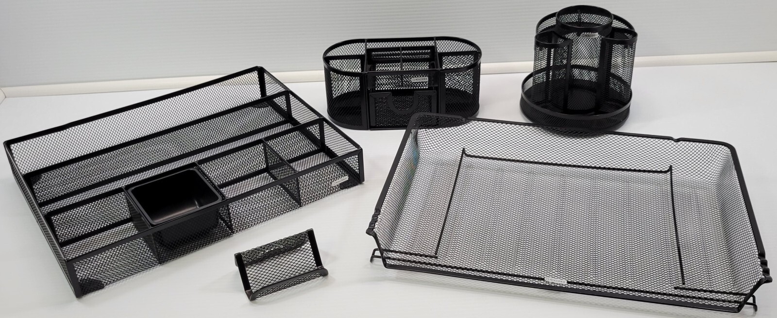 *H) 5 Piece Rolodex Mesh Office Desk Supply Organizer Caddy Sorter Business Set