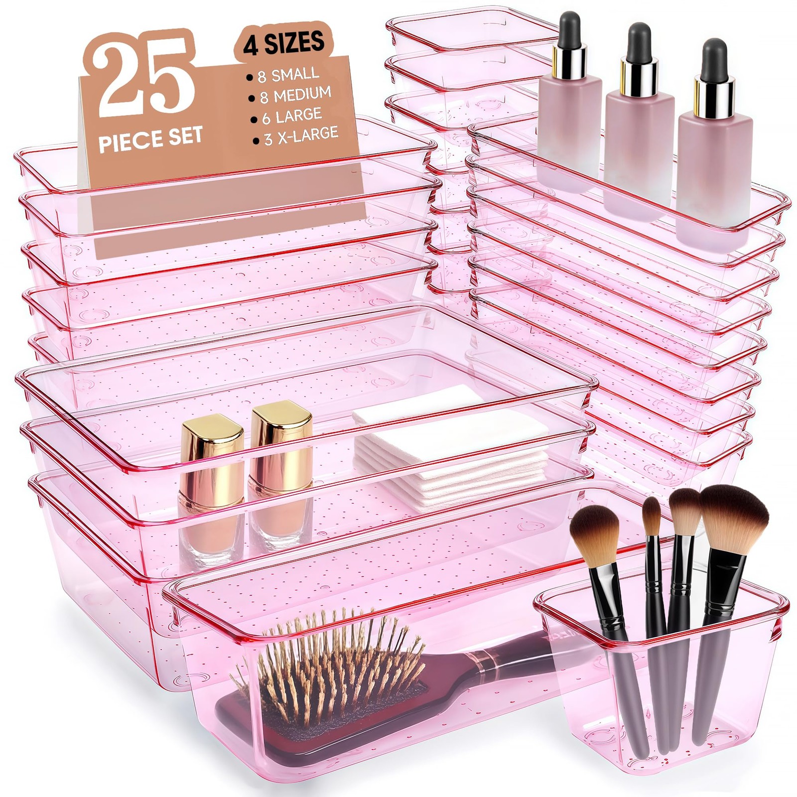 Kitchen Desk Drawer Organizers Storage for Office, Small Acrylic Vanity Trays…