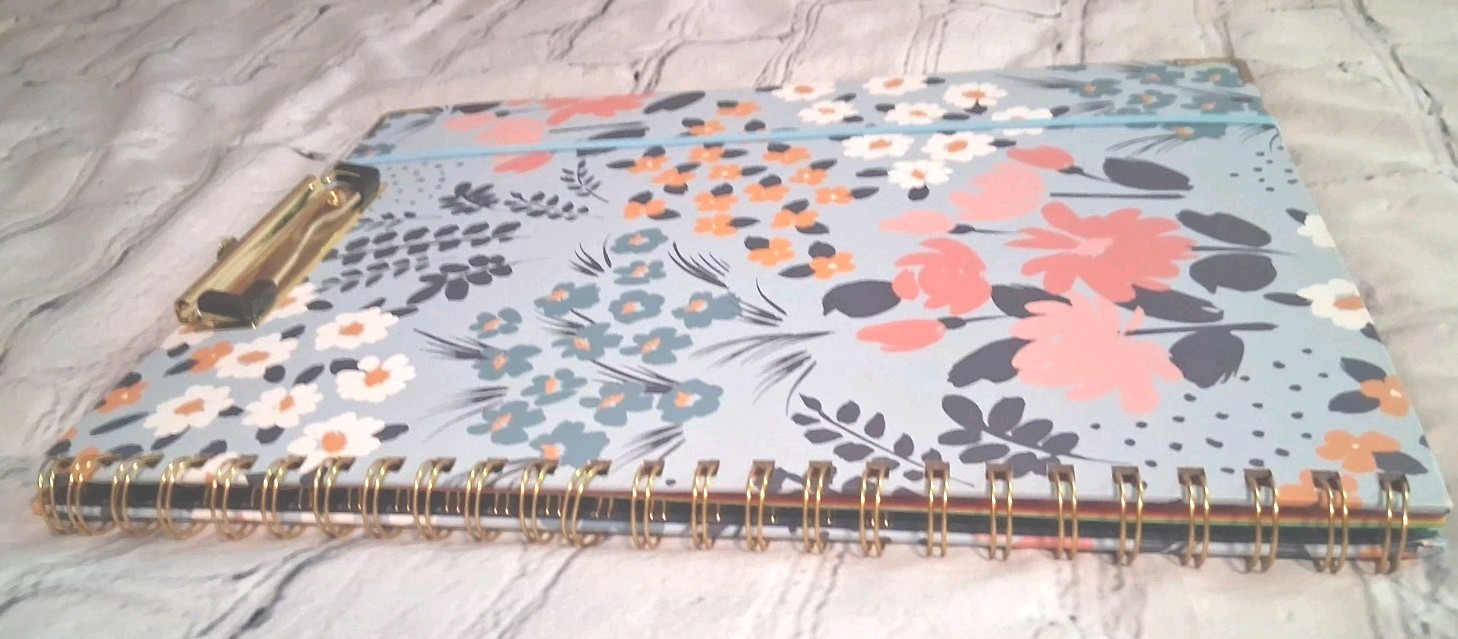 Floral Clipboard Portfolio & Spiral Organizer Notebook with Folders