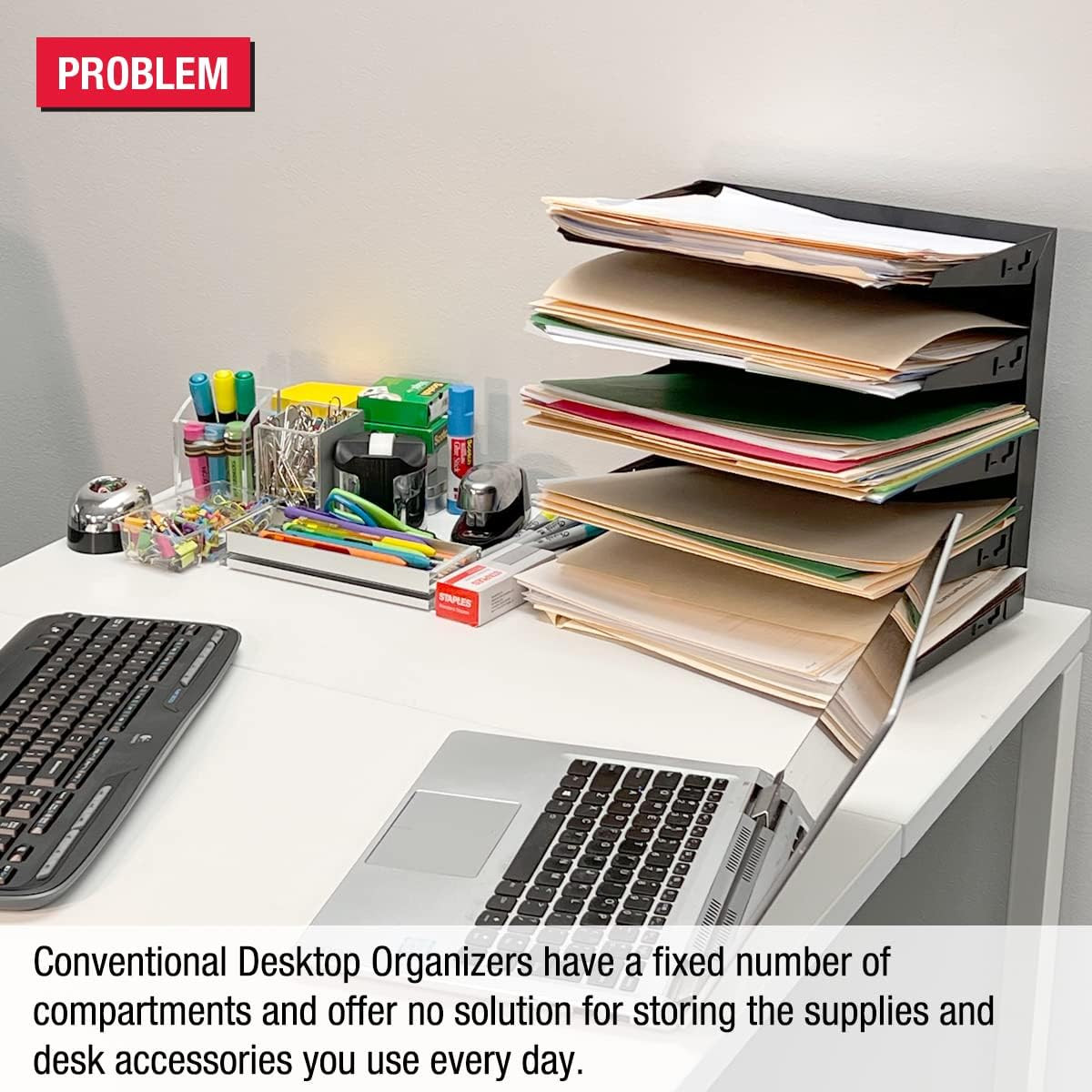 Desktop Organizer 12 Letter Tray Sorter plus Riser Storage Base for Easy Access