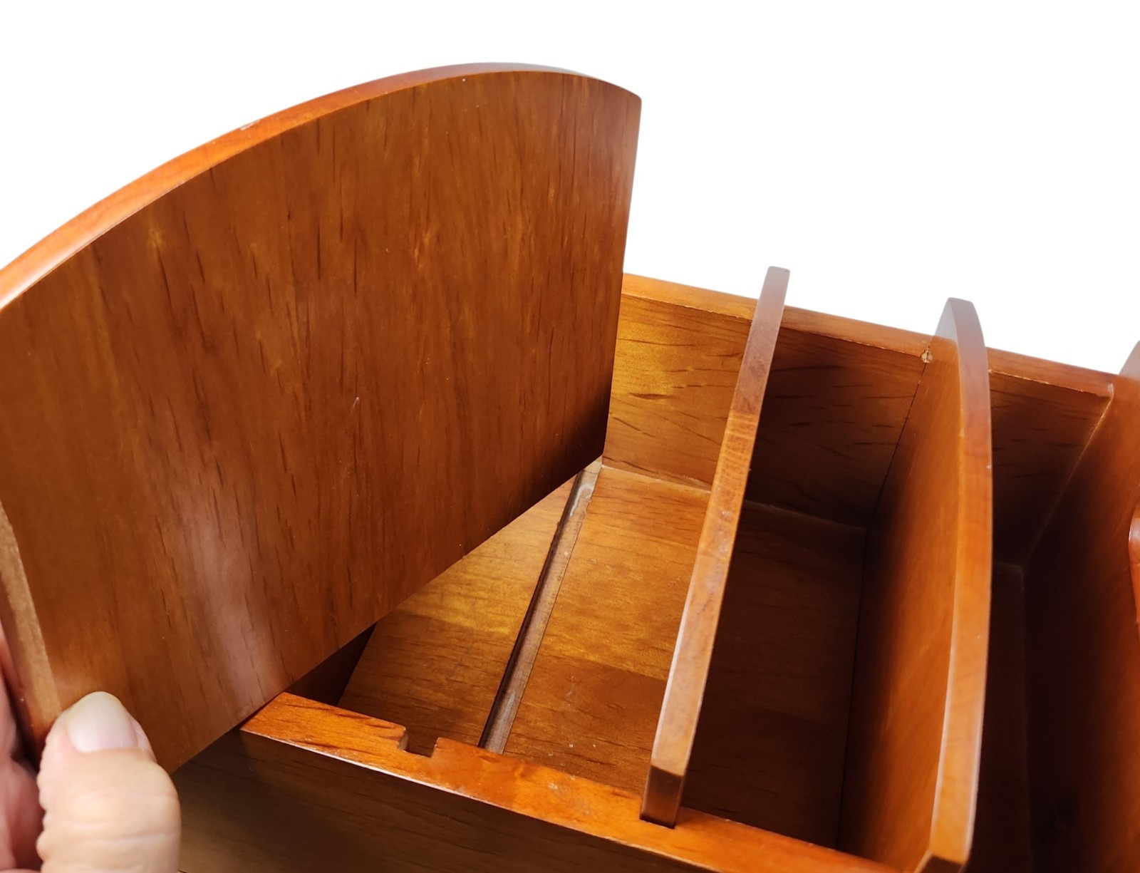 Vintage Wooden Desktop file Organizer Mail Sorter 5 Compartments 4 Removables