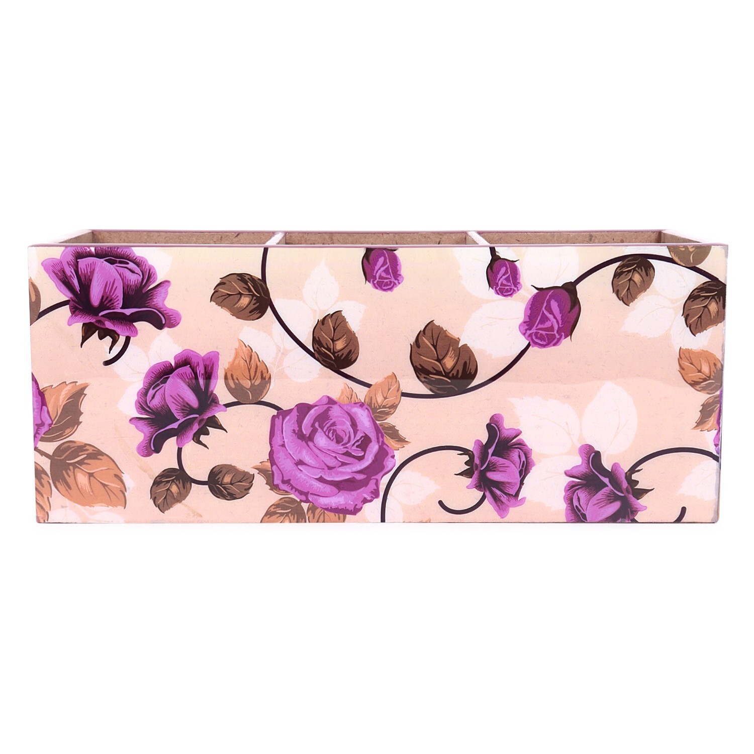 Multicolor & Multipurpose Wooden Flower design Pen Holder Organizer For Home