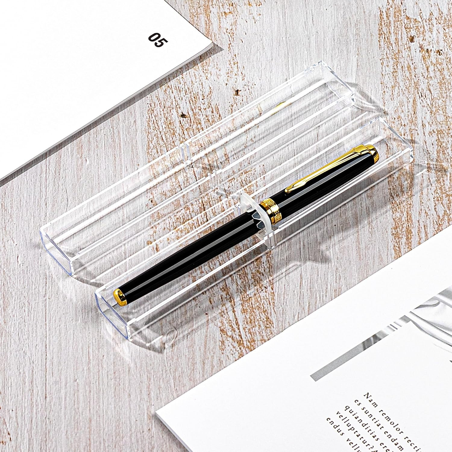 Lesnala 20Pcs Acrylic Clear Pen Gift Box Plastic Single Bulk Reusable Ballpoint