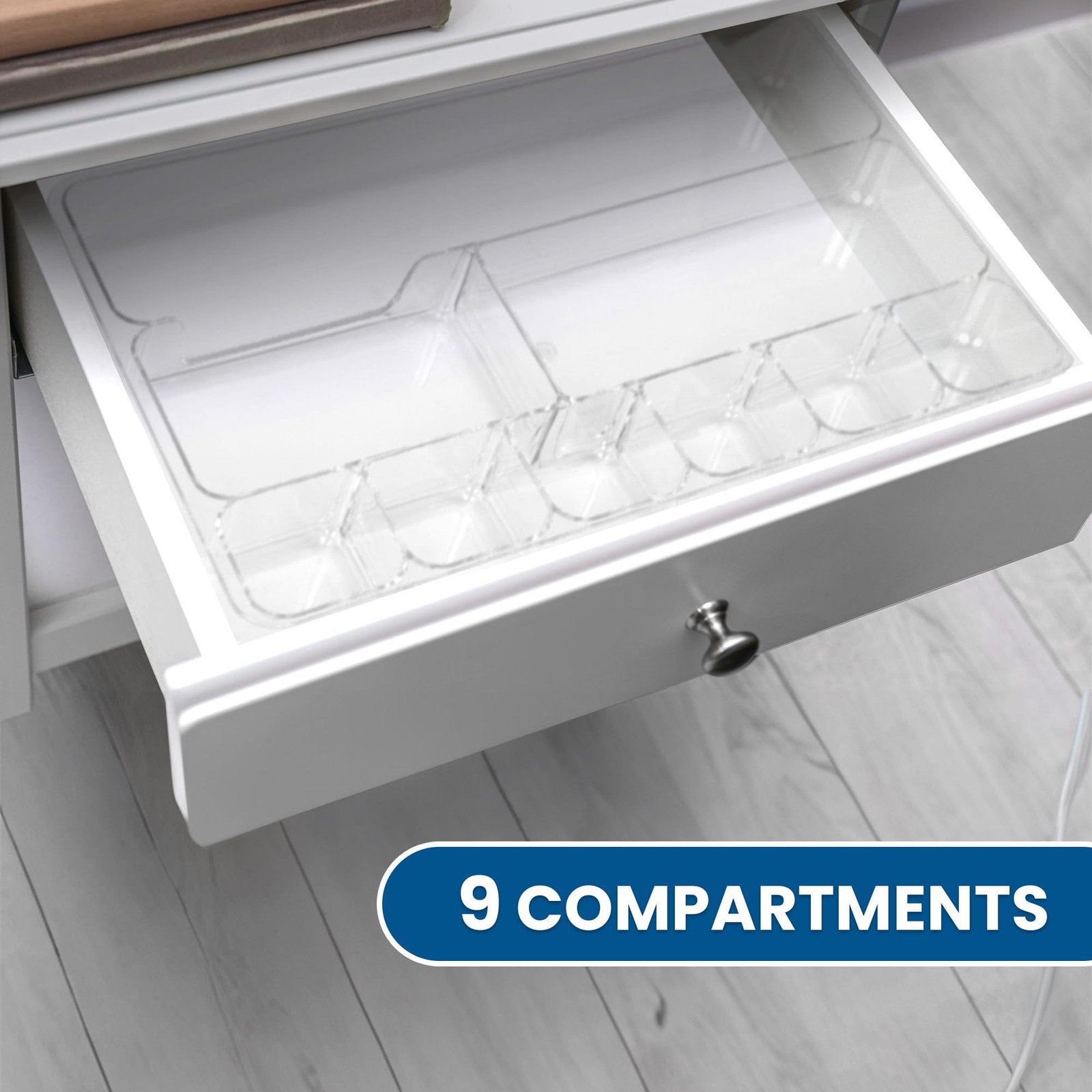 Manaloom Desk Drawer Organizer Tray with 9 Storage Compartments – For Clear