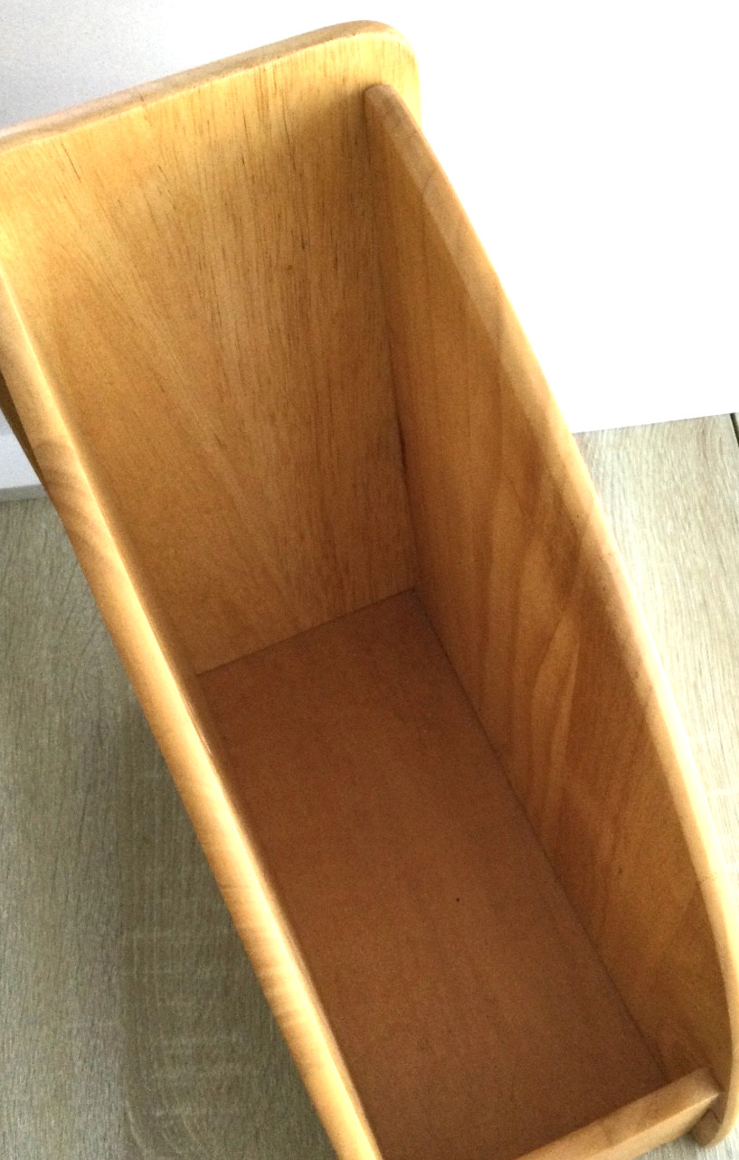 Vintage File Magazine Holder Office Blonde Maple Wood Organizer File Box Heavy