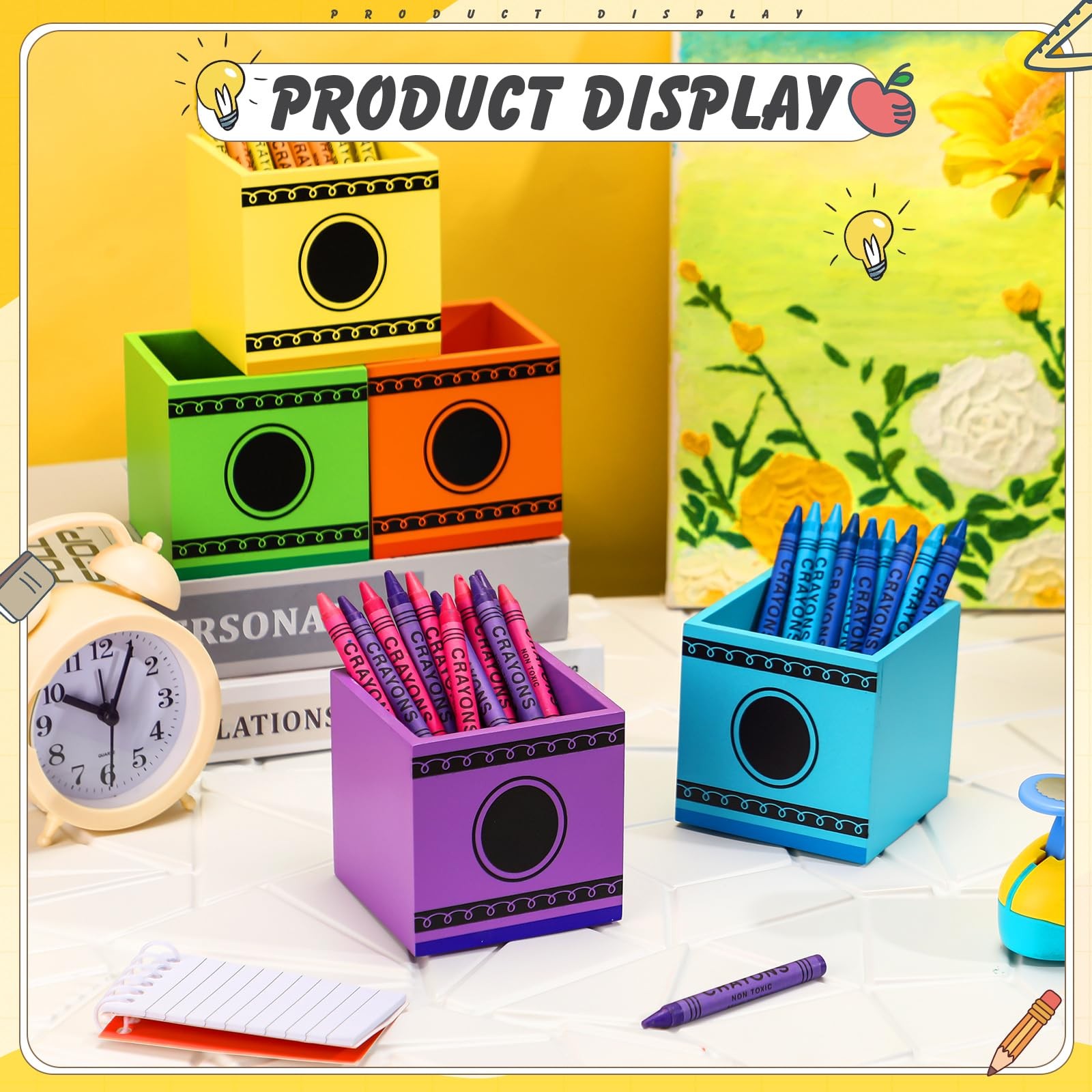 10 Pcs Crayon Organizer Crayon Holder Wooden Colored Pen Holder Dispenser Mar…