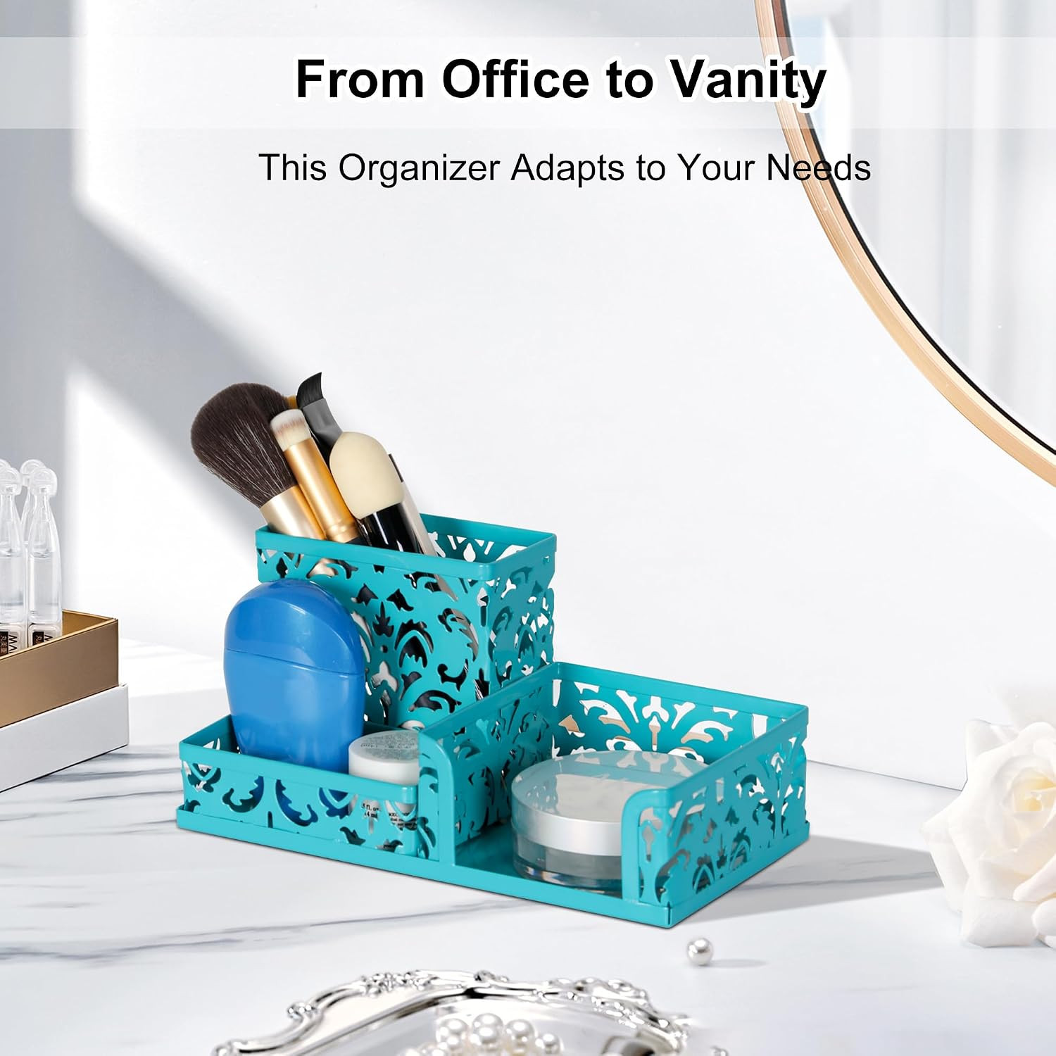 Desk Organizer with 3 Compartment for Pencil Sticky Note Holder and Office Acces