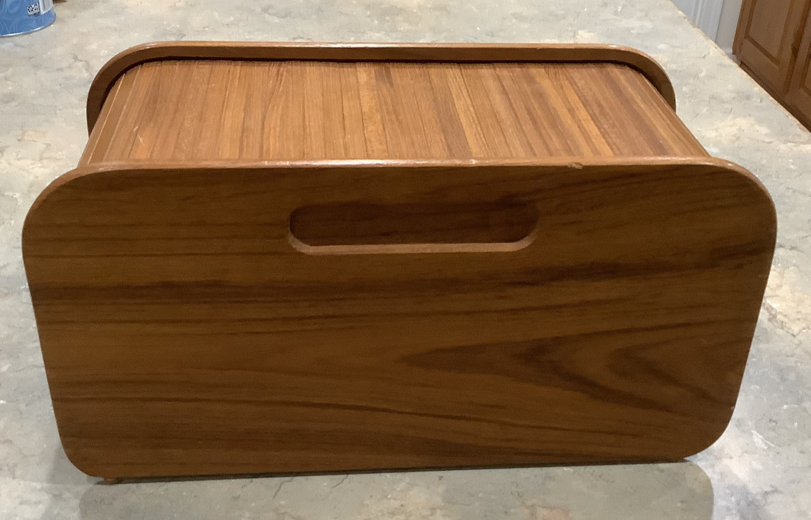 MCM SOLID TEAK TAMBOUR ROLL TOP DESK ORGANIZER HANDMADE EXCELLENT 14 X 7 X 7