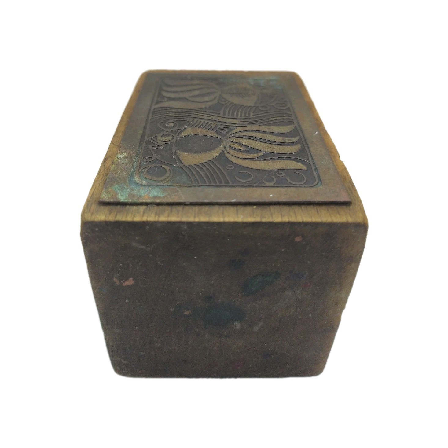 Vintage Mixed Wood & Copper Pencil Pen Holder From Holly Land Hand Made Nice