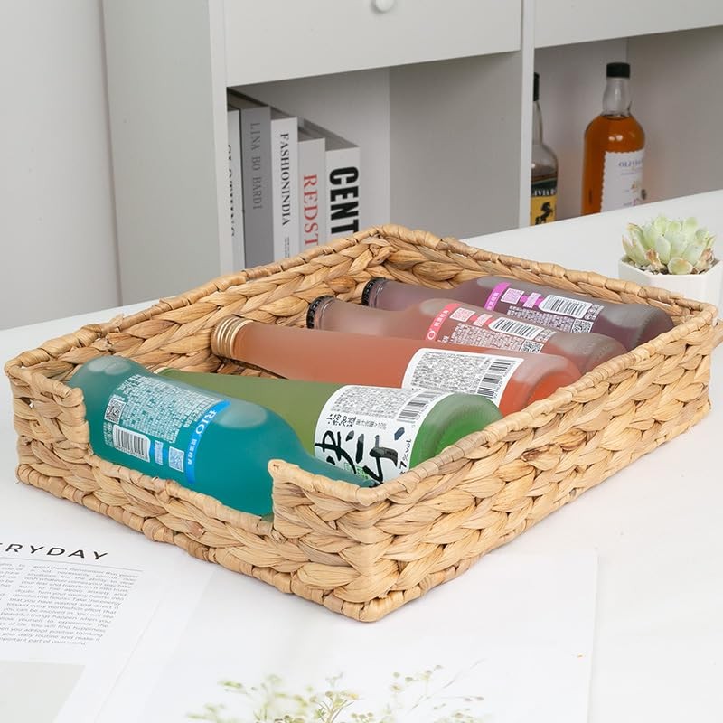 Water Hyacinth Woven Letter Desk Tray Wicker Basket Organizer Papers Document