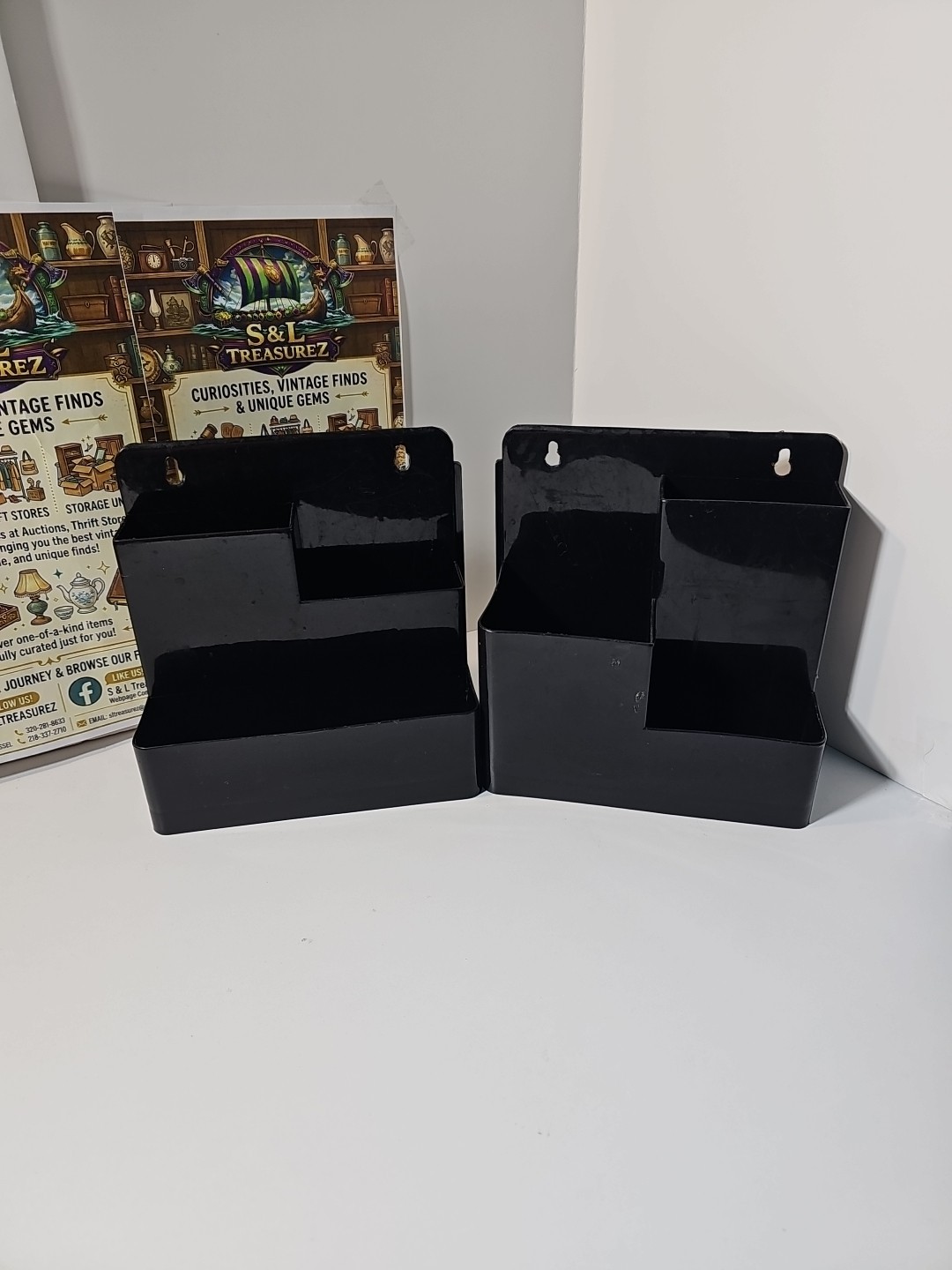 black acrylic multi-compartment organizer X 2