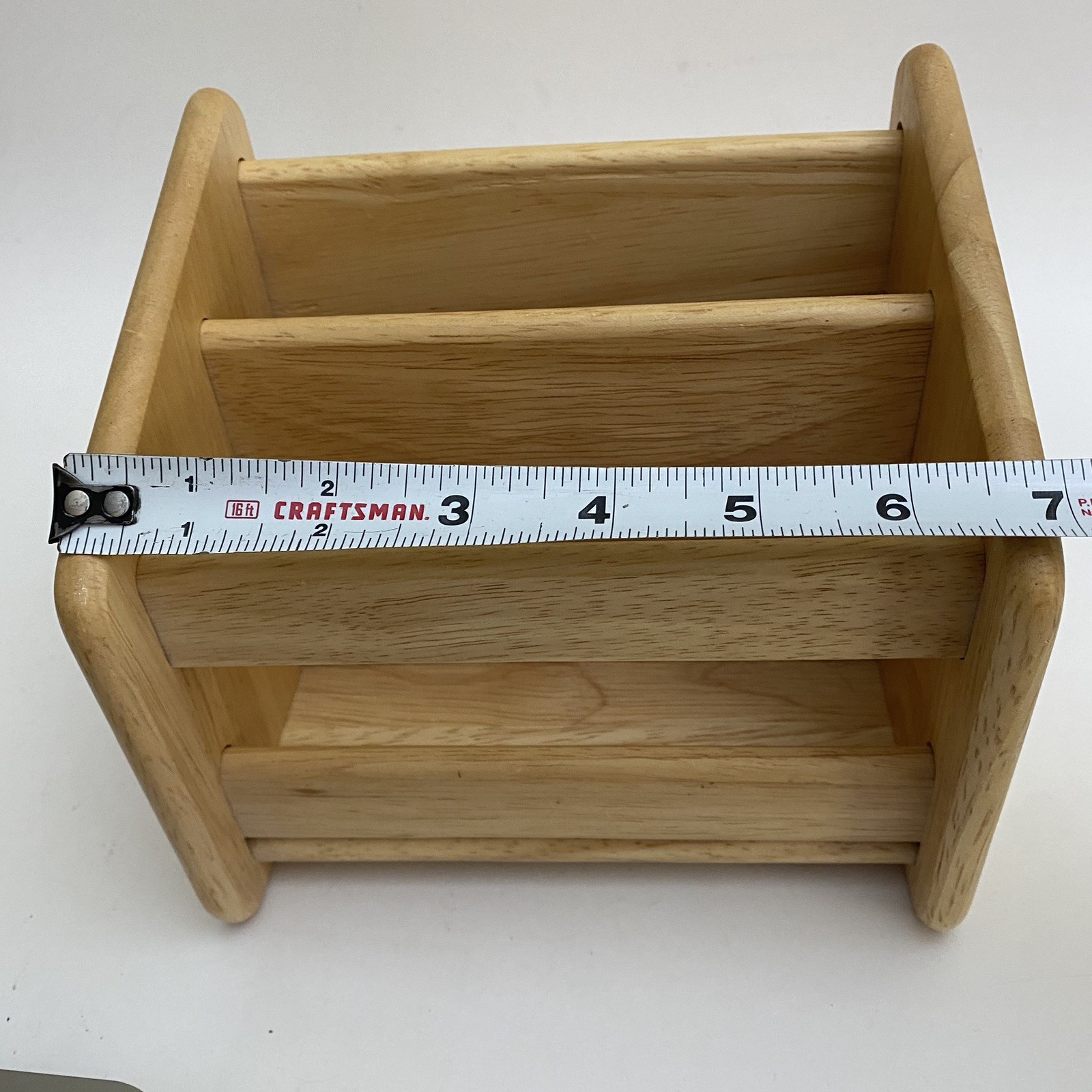 Vintage Wooden Desk Organizer Mail Sorter Letter CD Holder Natural wood Finish