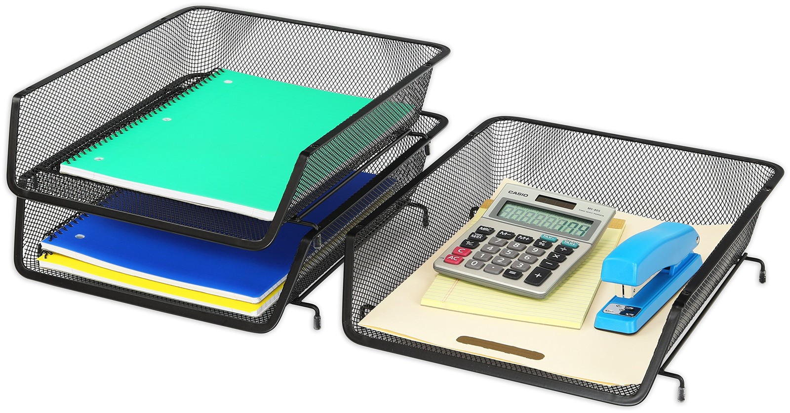 Simple Houseware Stackable Desk File Letter Tray Organizer, 3 Pack, Black