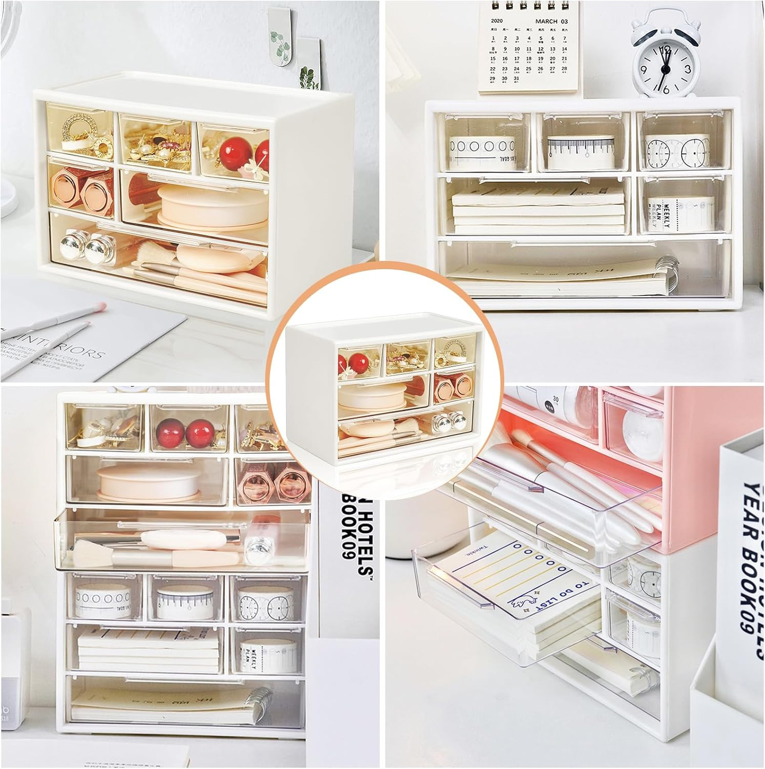 Mini Desk Storage Organizer with 6 Drawers, Stackable Desktop Craft Drawer Cabi