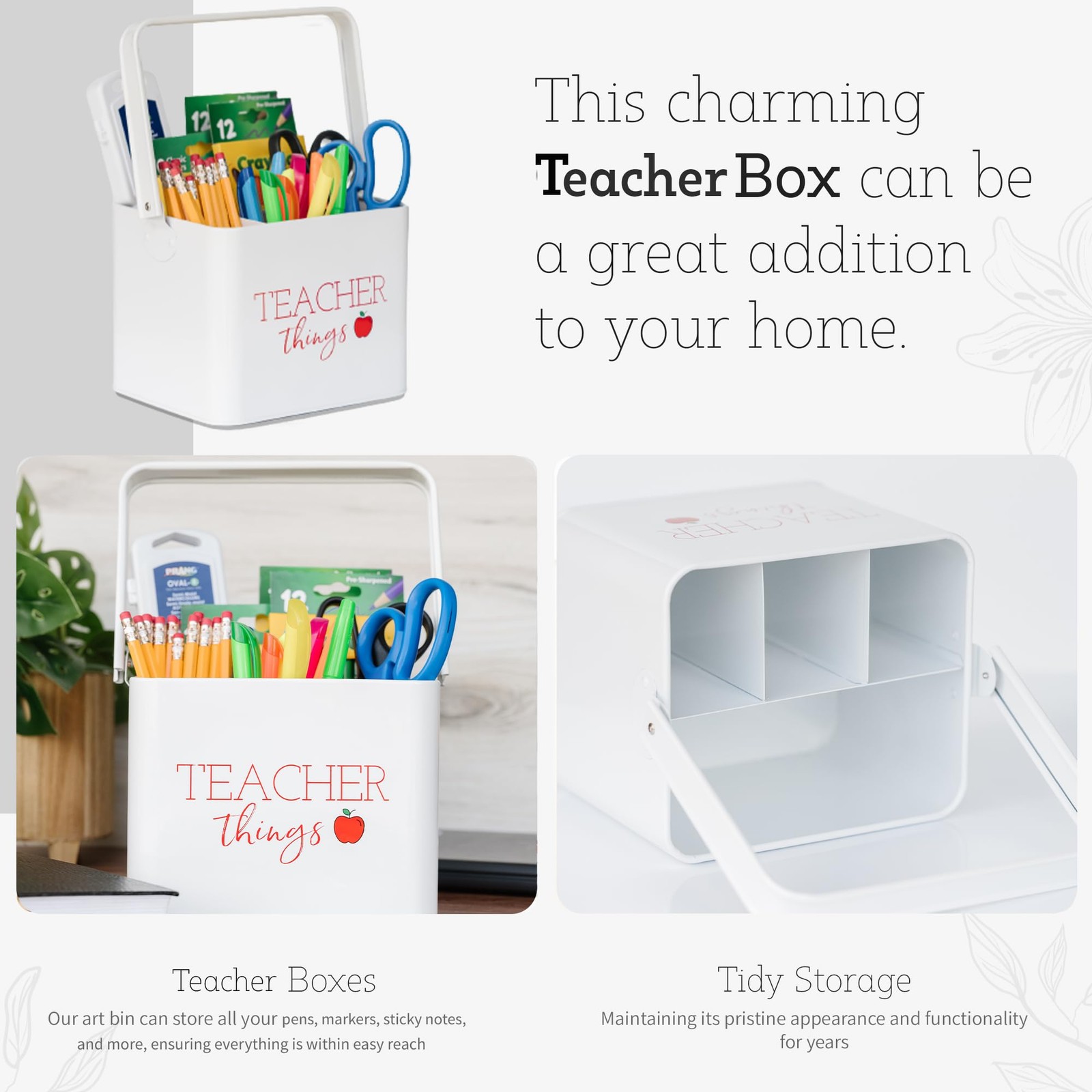 Lola Creates Teacher Things Supply Organizer Box – Art Bin Caddy Storage Cont…