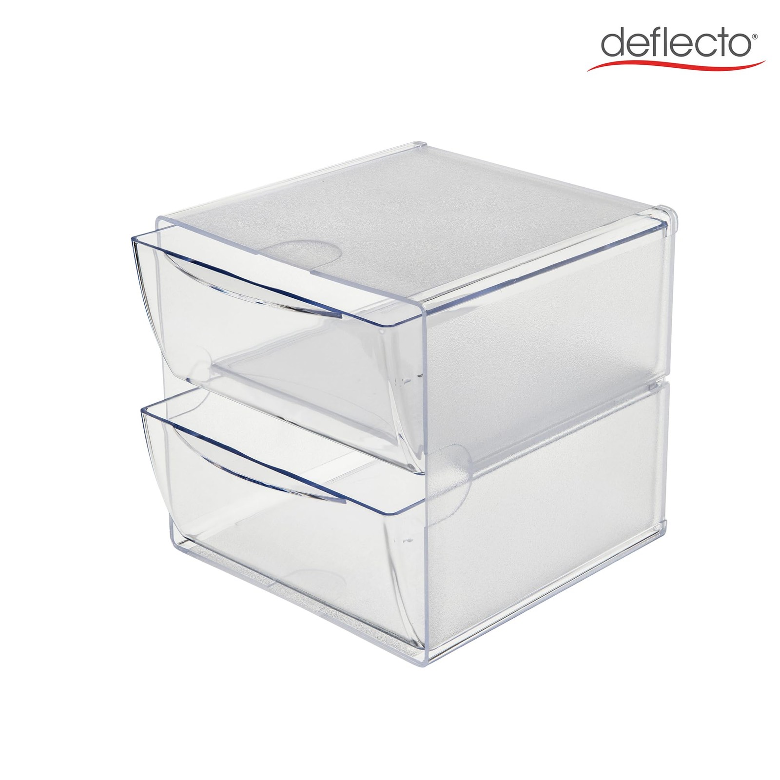 deflecto Two Drawer Cube Organizer, Plastic, 6″W x 6″H x 6″D, Clear