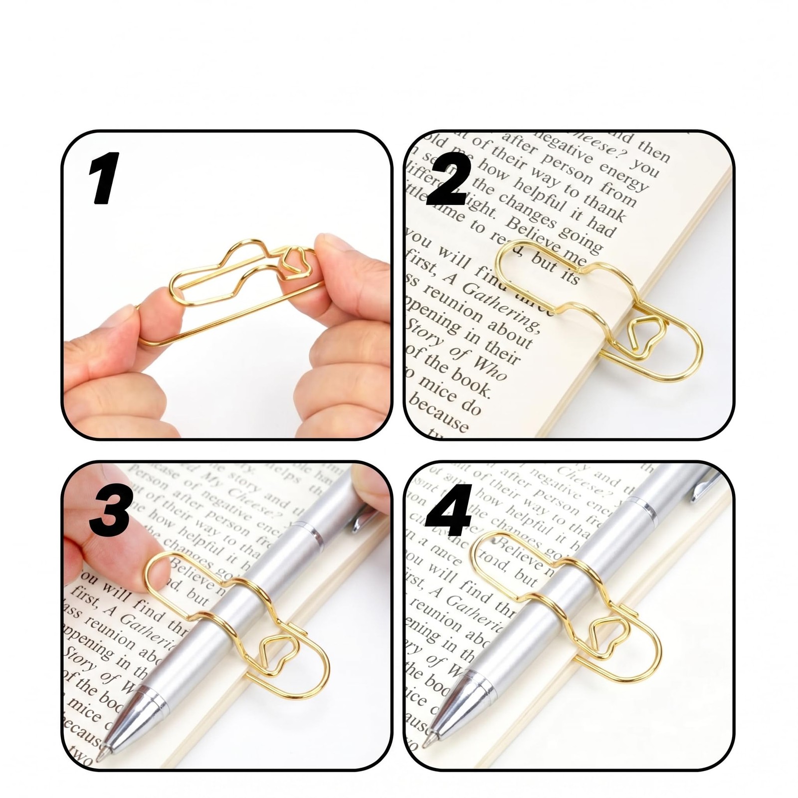 8 Pcs Heart Shaped Pen Clips, Multifunctional Metal Paper Clip Pen Holder for…