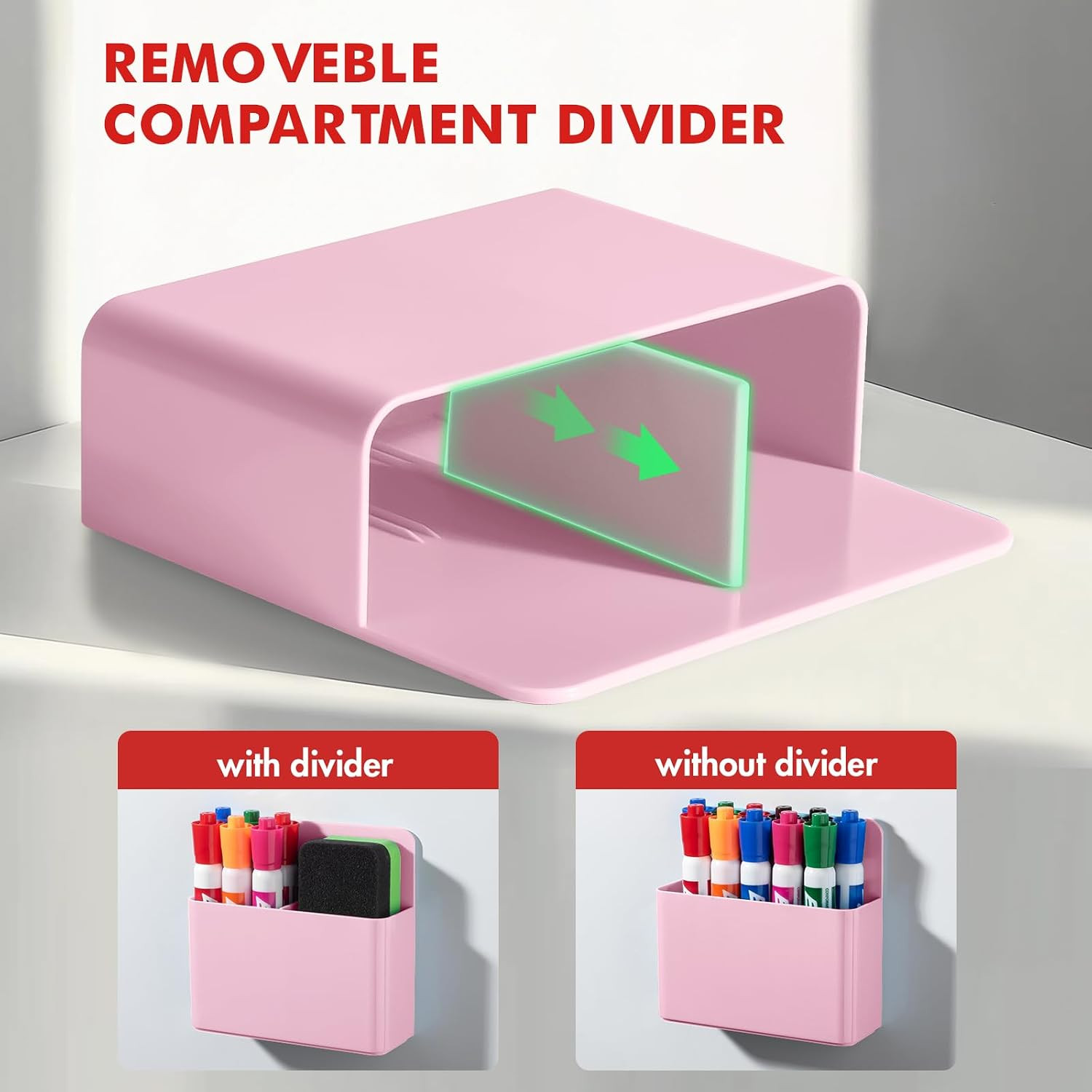 2 Pack Plastic Magnetic Pen Holder for Refrigerator, Dry Erase Marker Holder for