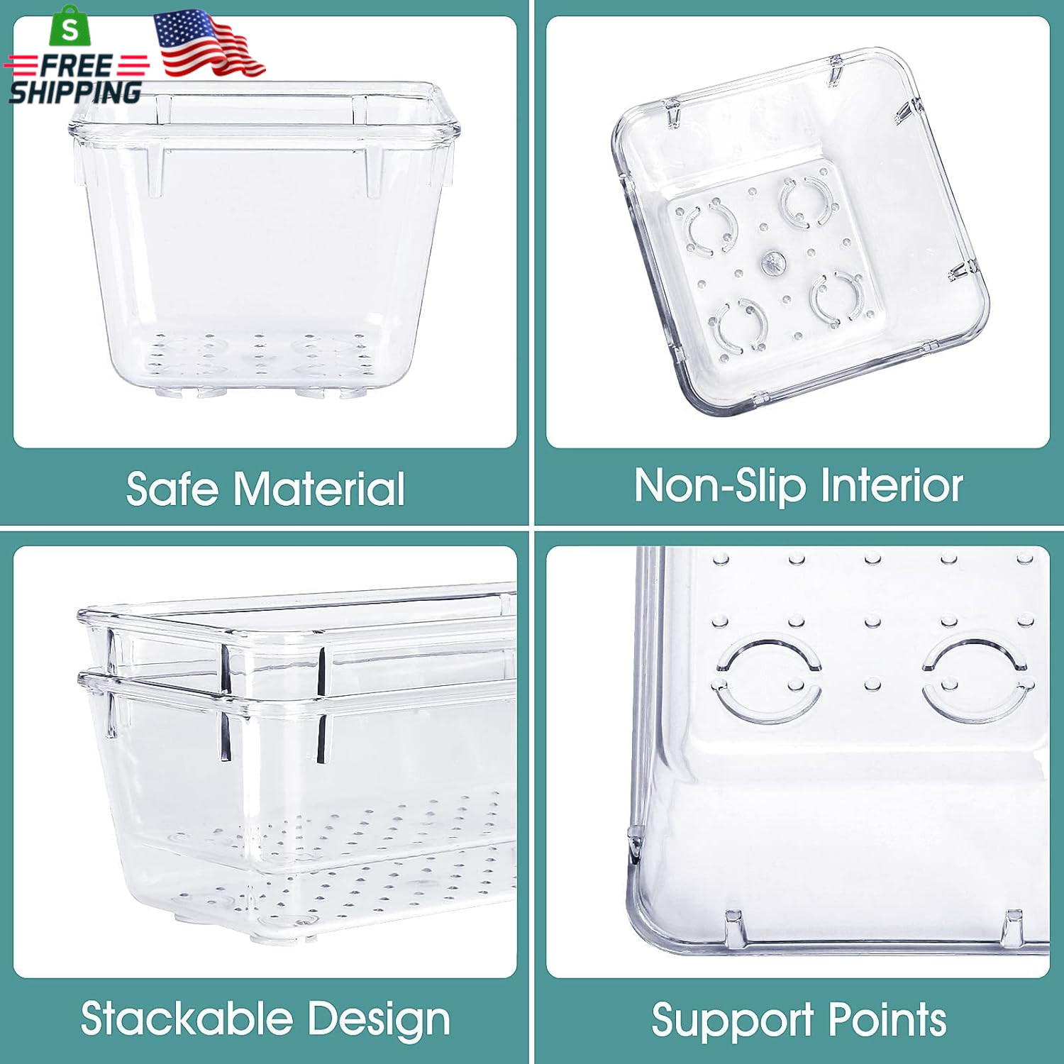 25-Pc Clear Plastic Drawer Organizer Set 4 Sizes for Desk, Makeup, Jewelry, Home