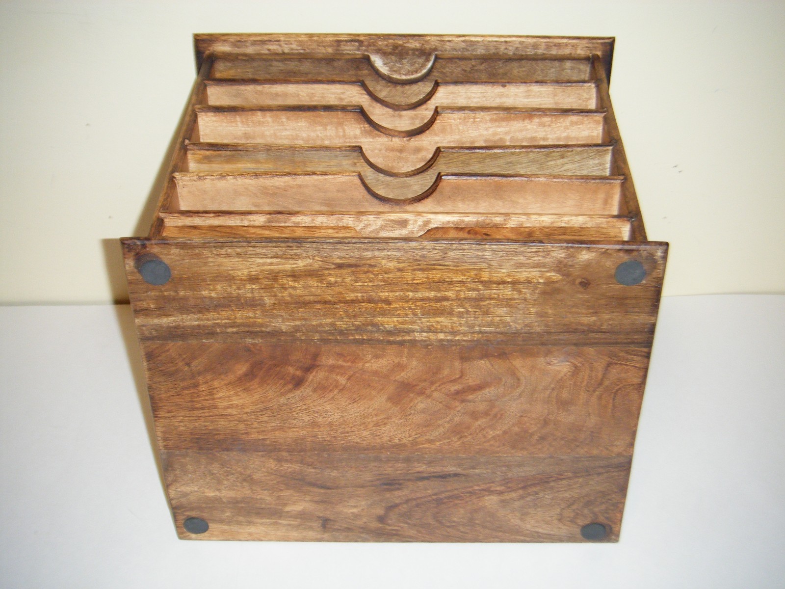 Kenton Grey Wood Paper Tray Shelf Desk Organizer Made In India