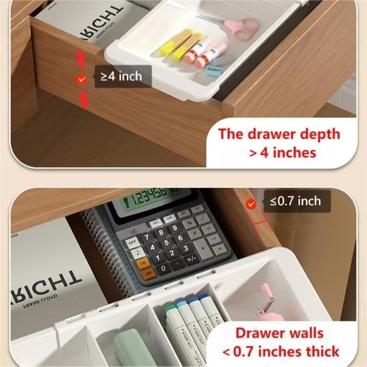 EooUooIP Sliding Drawer Tray with Adjustable Dividers, Expandable White