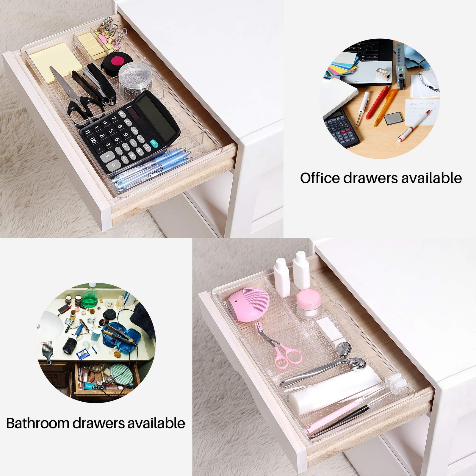Expandable Drawer Organizer 11.1” to 19.2” Width, Shallow Cosmetic Organizer …