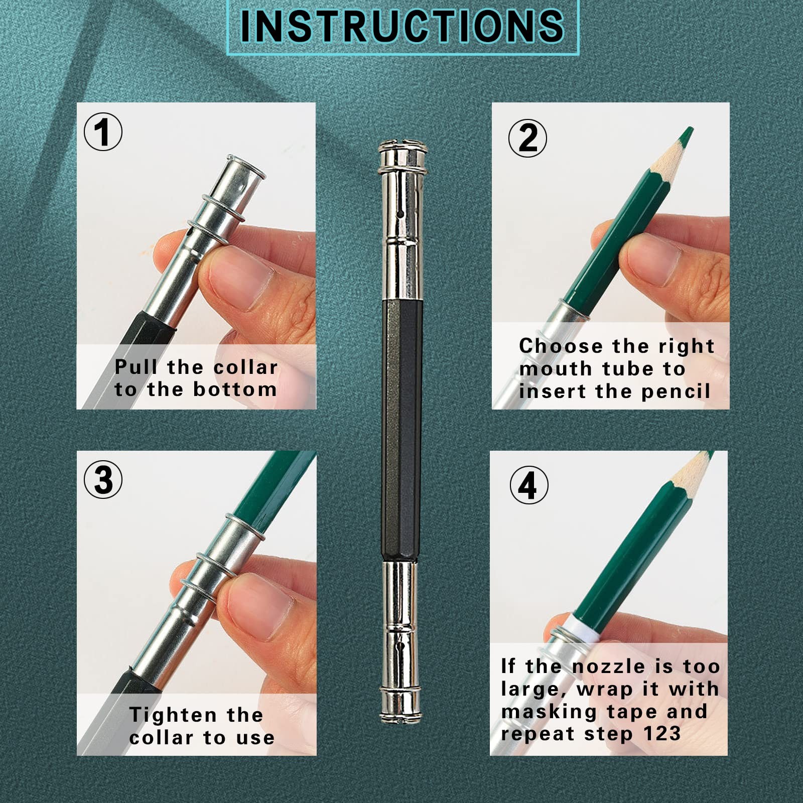 5 Pcs Adjustable Metal Pencil Extender for Artists Pencil Pull Pro Charcoal H…