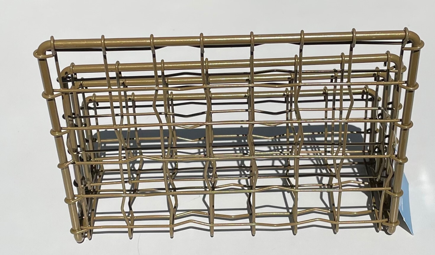 Staples 3-Section Wire Metal Mesh Desk Organizer Mail Letter Sorter Holder Gold