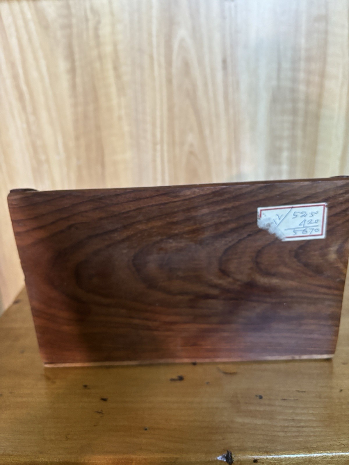 Vintage Handcrafted Rosewood Letter Holder Inlaid Brass Ivy Leaf Desk Organizer