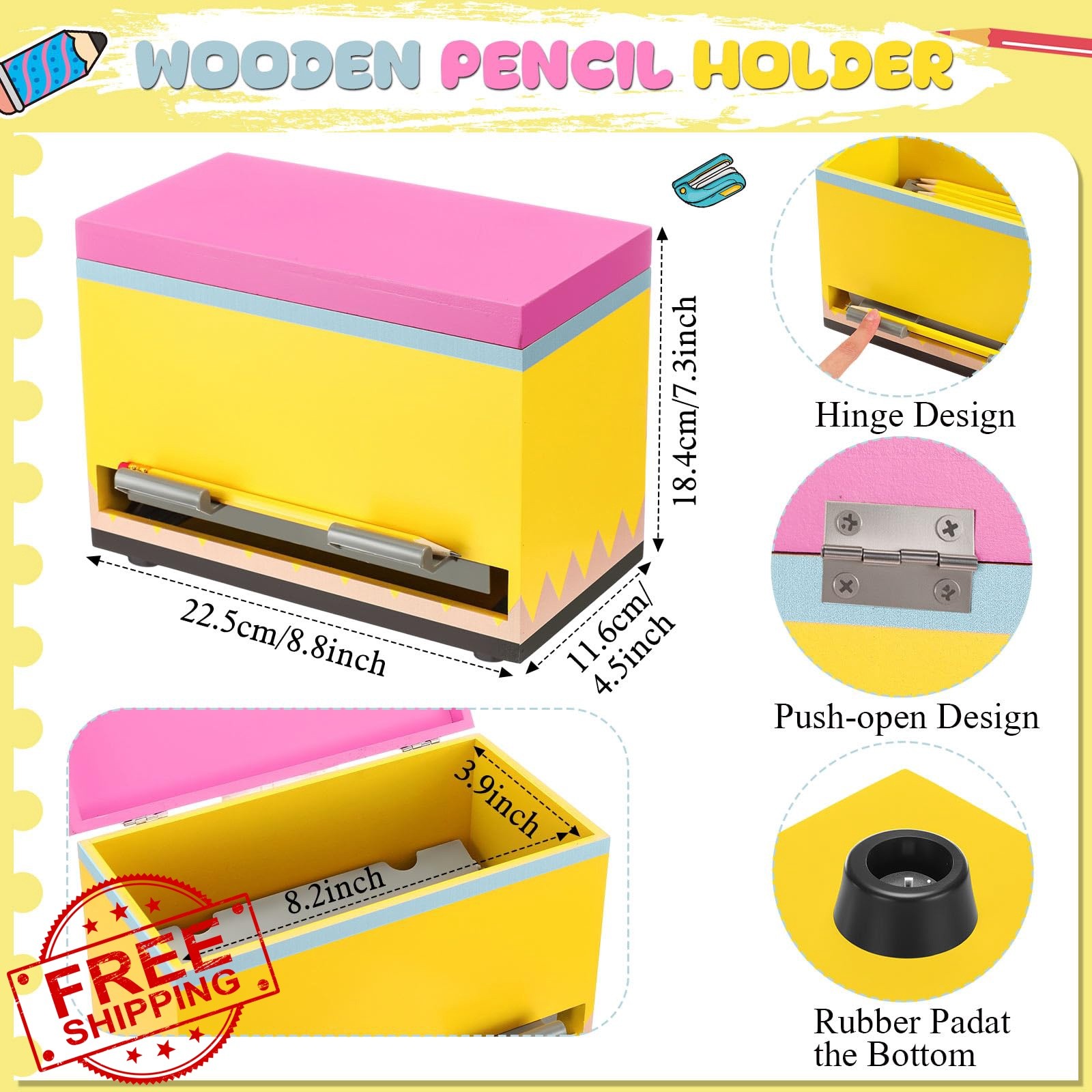 Yalikop 1 Pc Pink Yellow Pencil Dispenser
