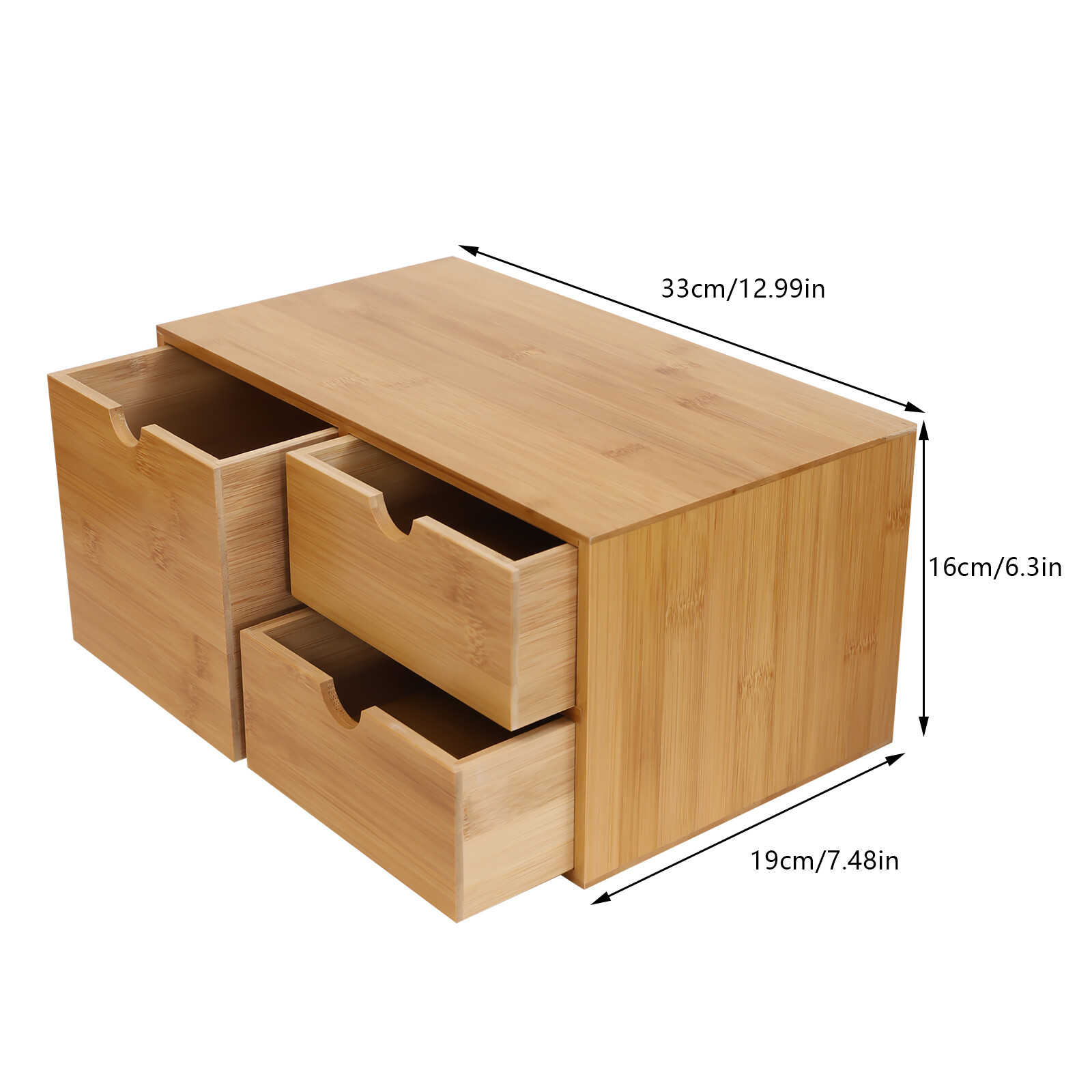 Bamboo Desk Organizer with 3 Drawers, Stylish and Functional, Eco-friendly