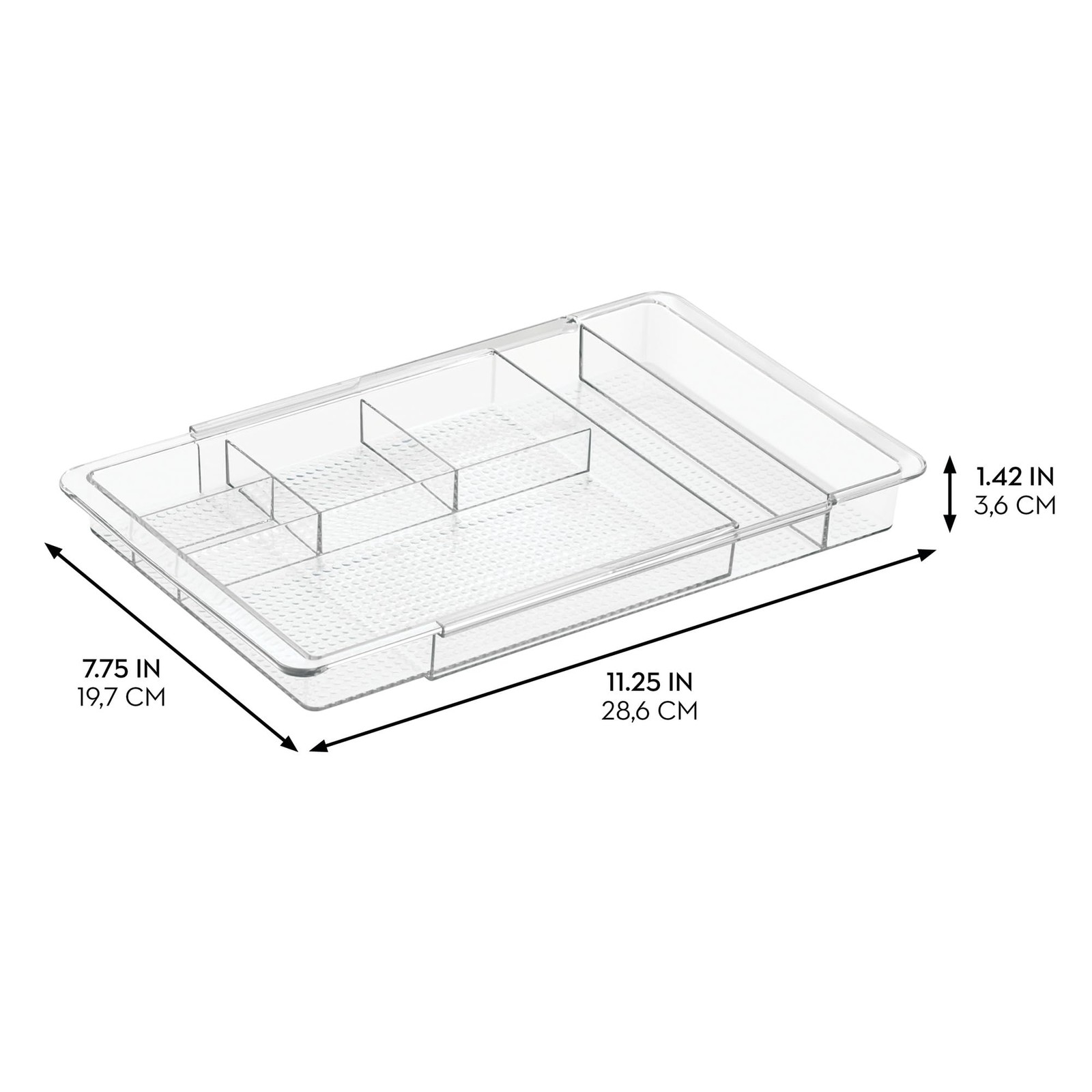 iDesign Expandable Makeup Drawer Organizer, Extends up to 18.5 Inches, Clear