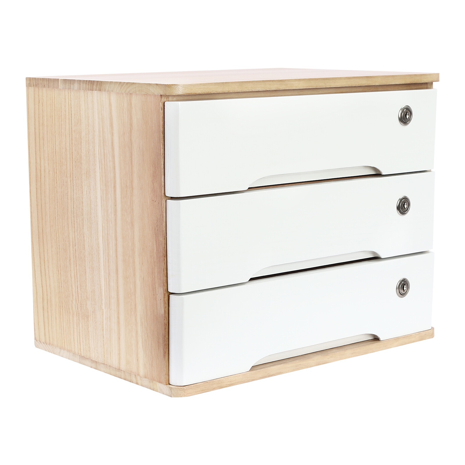 3-Tier Desktop Storage Cabinet Desk Organizer Desktop Storage W/Lockable Drawers