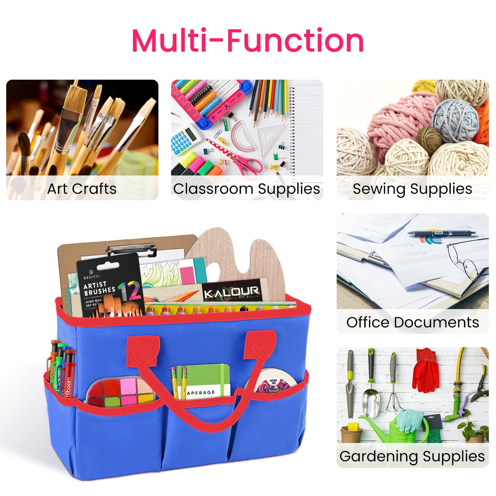 Desktop Tote and Organizer, Teacher Helper Bag for Arts, Books, Stationery, O…